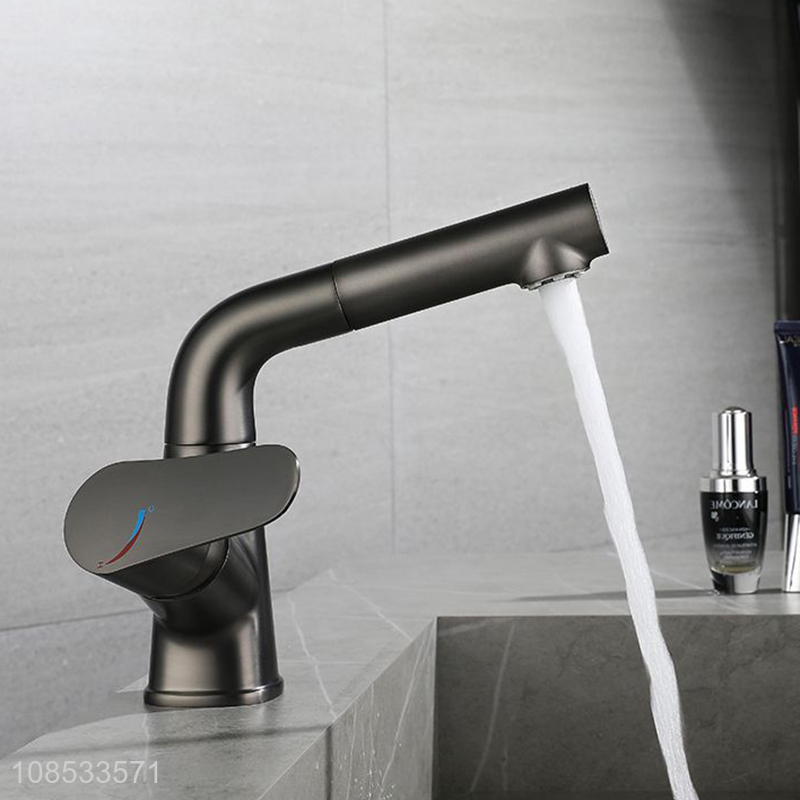 Top quality pull out brass basin faucet with temperature digital display
