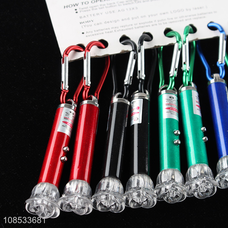 Yiwu market multi-function min red laser pointer keychain with carabiner