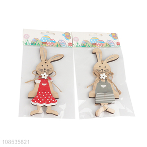 Best selling wooden rabbit Easter hanging ornaments decoration