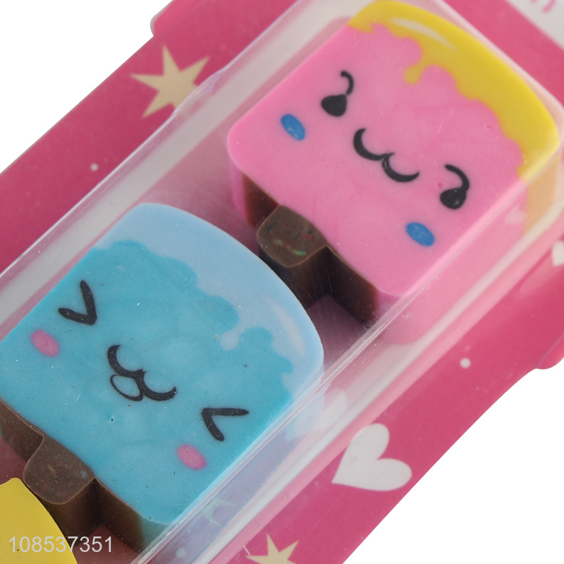 Cute design school students stationery cartoon eraser set