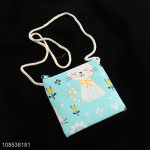 Good quality cute cartoon prints linen coss-body bag for kids