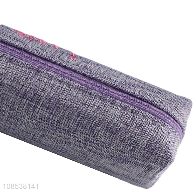 Bottom price cute large capacity polyester cloth pencil case