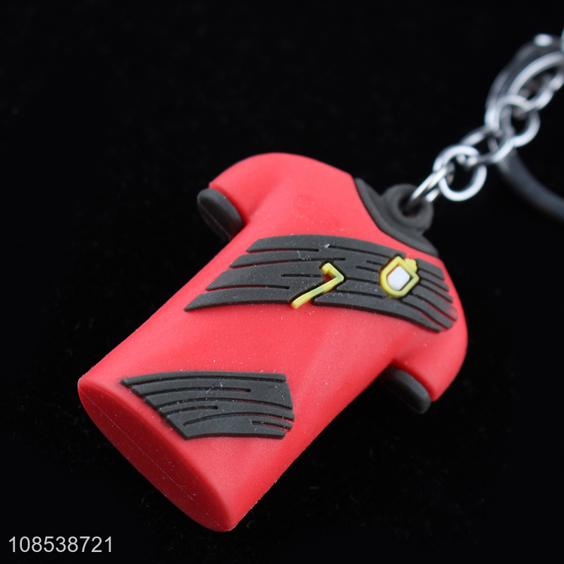 Wholesale soft rubber t-shirt keychain sports jersey keyring