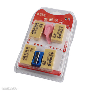 Cheap price 4pieces office binding supplies <em>eraser</em> set