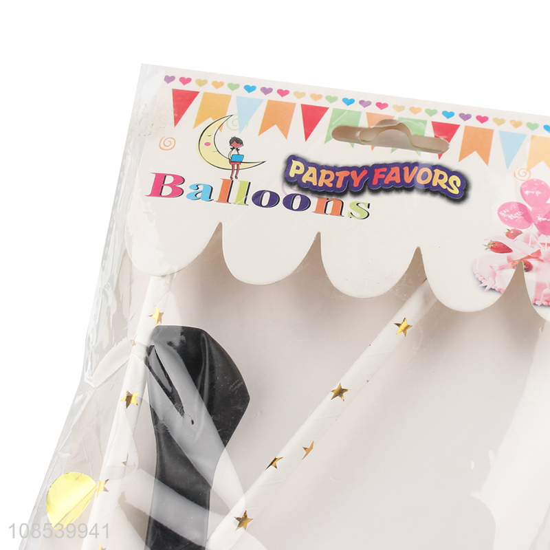 Factory supply 2pcs latex balloon with cake topper, straws and bow
