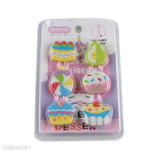 Top selling cartoon food series stationery <em>eraser</em> set