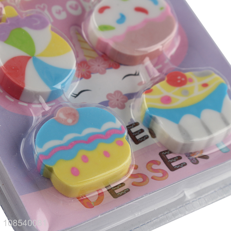 Top selling cartoon food series stationery eraser set