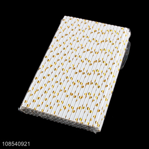 Wholesale hot stamping polka dot pattern disposable paper straws