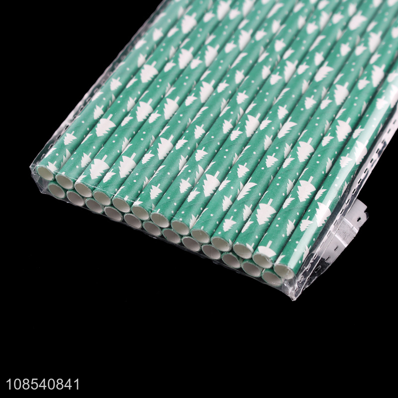 Wholesale disposable Christmas paper straws Christmas drinking straws