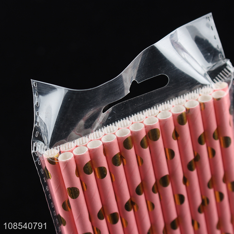 High quality hot stamping polka dot disposable straws for drinking