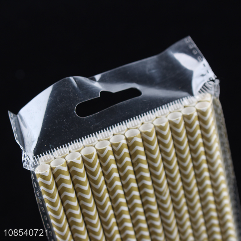 Yiwu market waved printed paper straws disposable food grade straws