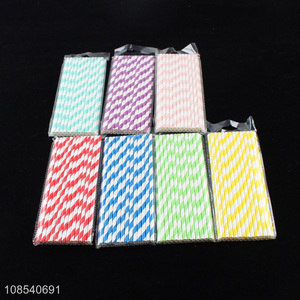 Wholesale diagonal striped printed disposable food grade paper straws
