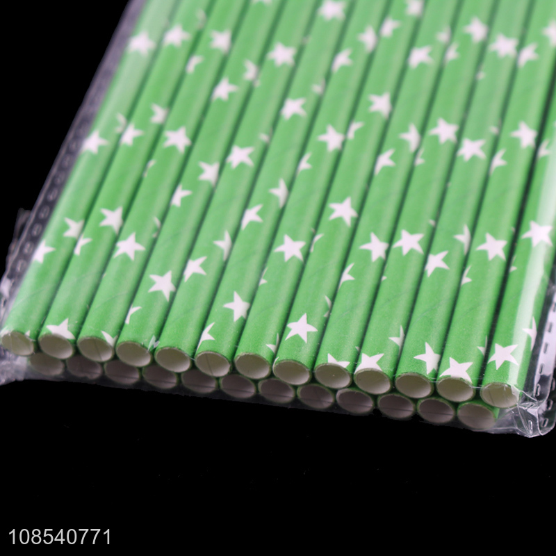 Bottom price dispopsable star printed paper straws party supplies