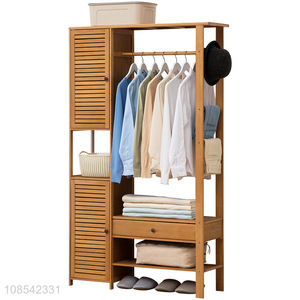 Hot selling simple free standing bamboo wardrobe coat rack for bedroom
