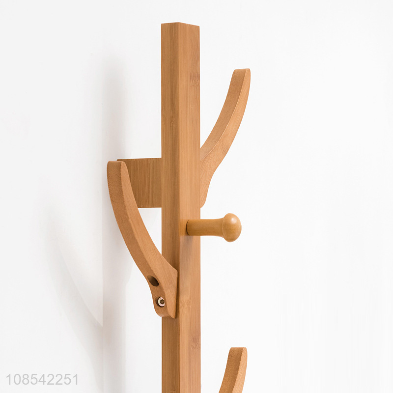 Wholesale entryway wristlet rack wall mounted 8-hook bamboo coat rack