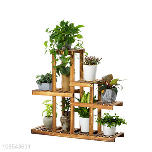 Wholesale 4-tier solid wood plant stands for indoor outdoor decoration