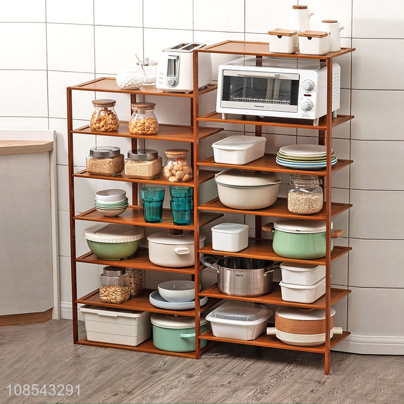 Wholesale kitchen shelves multipurpose bamboo storage racks for dishes