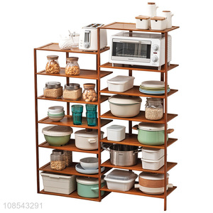 Wholesale kitchen shelves multipurpose bamboo storage racks for dishes