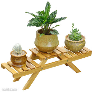 Factory price bamboo plant stands flower stands table plant racks