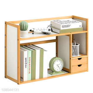 China factory bamboo desk storage shelf bookcase for sale