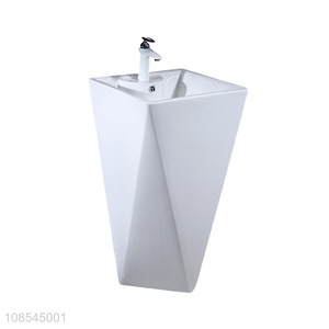 Factory supply hotel villa ceramic pedestal sink porcelain bathroom sink