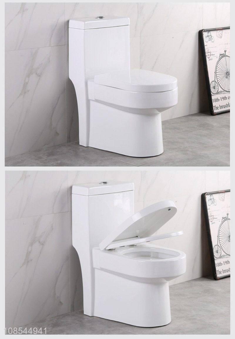 Factory supply ceramic one-piece toilet bowl swirl flushing toilet