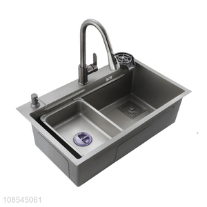 China factory double bowl stainless steel kitchen sink with drainboard