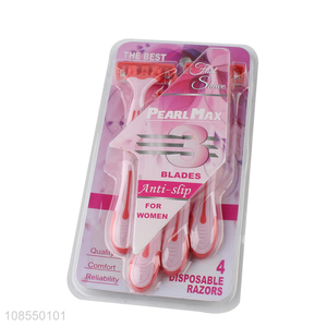 Wholesale from china triple blades disposable <em>razor</em> with rubber handle