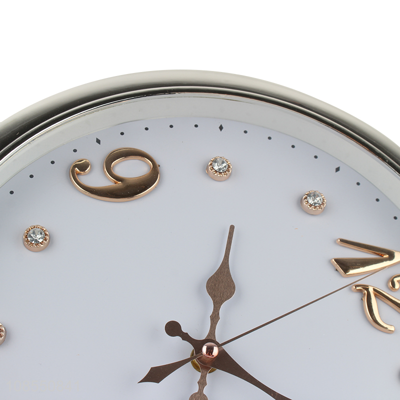 Hot sale battery operated rhinestone wall clock for living room