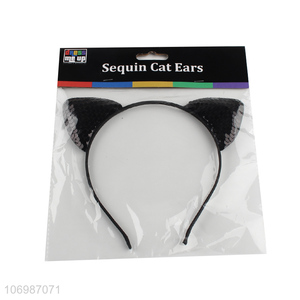 Promotional Glitter Sequin Cat Ears Headband Party Gifts Birthday Headband for Children