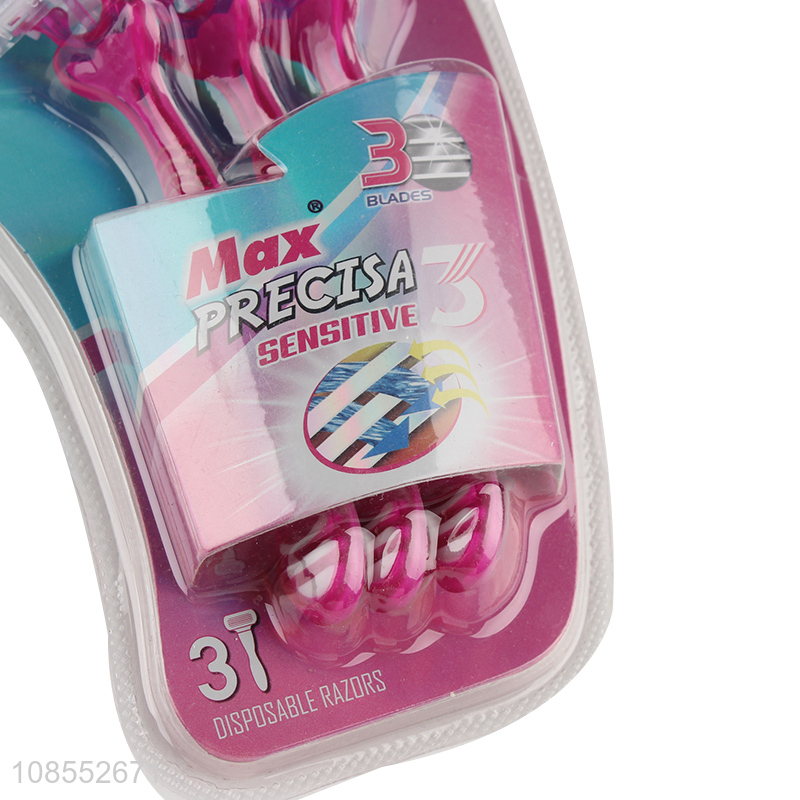 Professiona supply 3 blades disposable razors with lubricating strip