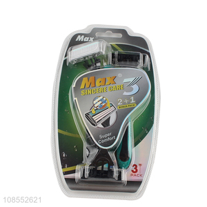 Factory price 3 blades disposable razors with lubricating strip
