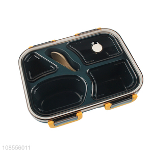 Wholesale non leaking 4-compartment bento lunch box with spoon for adult