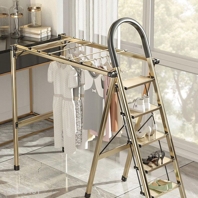 New arrival folding step ladder with clothes drying rack