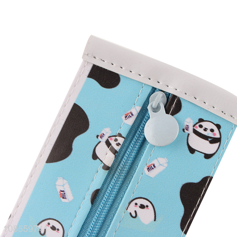 Wholesale creative milk box shaped pencil bag pu leather pencil pouch