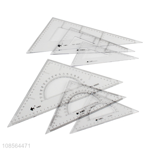 Factory price transparent triangular ruler for stationery