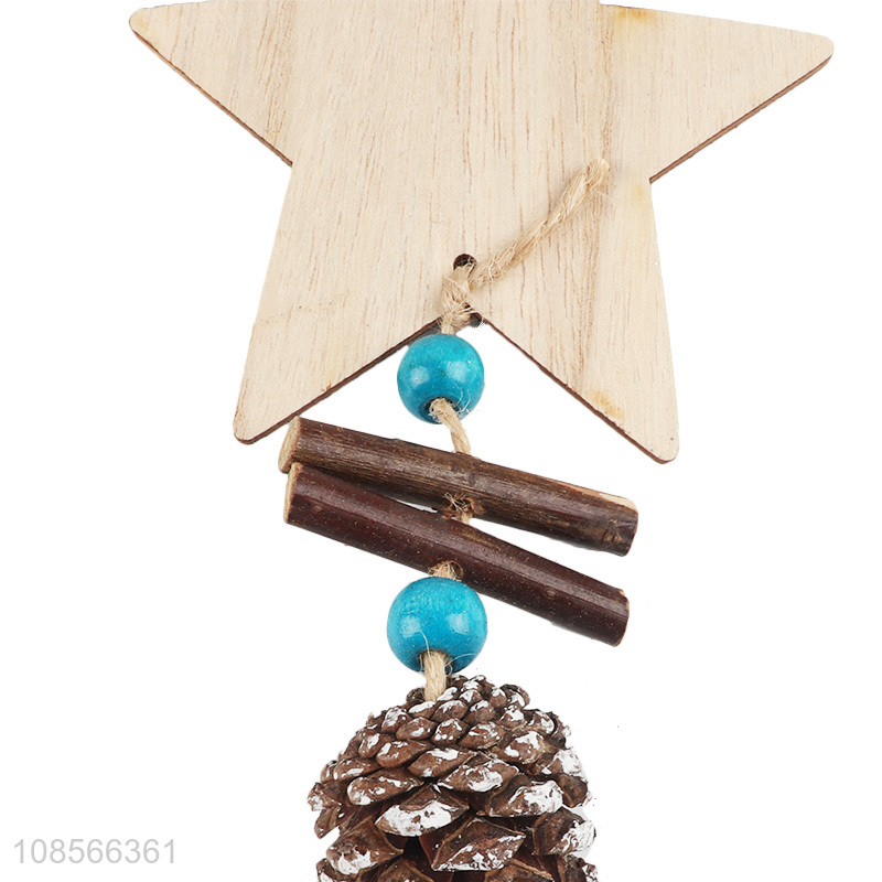 Hot selling star shape wooden christmas hanging ornaments