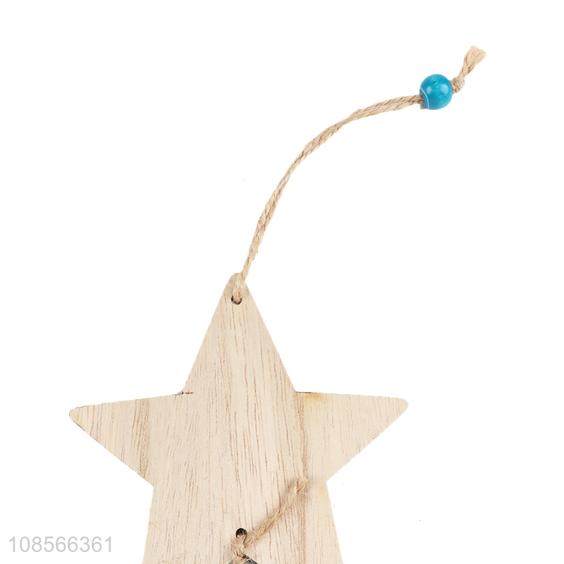 Hot selling star shape wooden christmas hanging ornaments