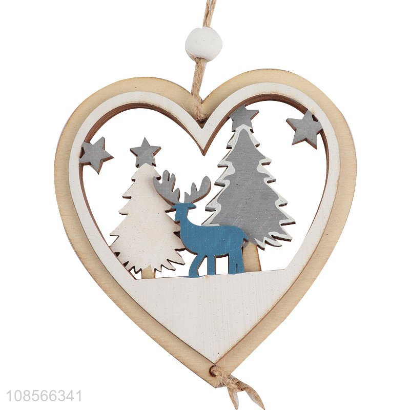 Hot items wooden heart shape christmas hanging ornaments