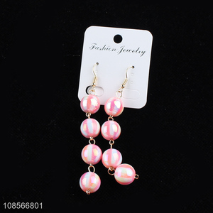 Wholesale glossy bead drop <em>earring</em> acrylic earrings for women girls