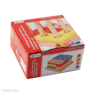 Wholesale wooden intelligence geometry assembling building blocks