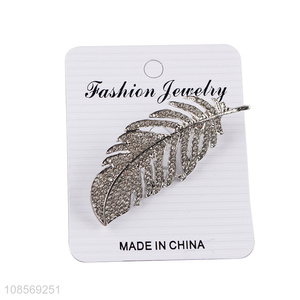 New products novelty silver feather brooch pin alloy brooch pin