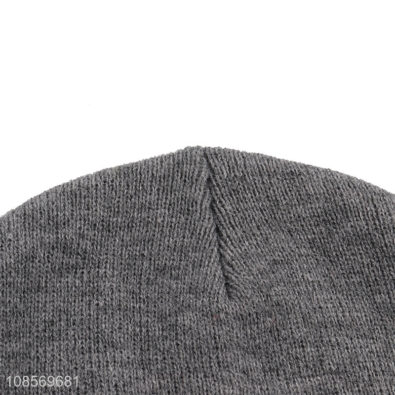 Good selling grey comfortable knitted hat beanies hat