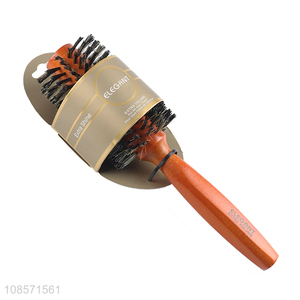 Factory price wooden handle hair dough quiff roller round brush