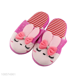 Wholesale cute cartoon plush slippers for kids girls age 5-8