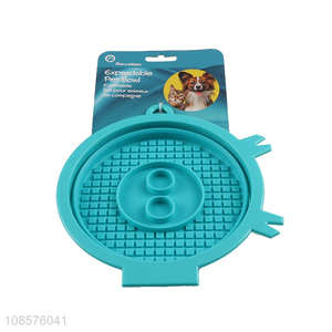 Factory supply expandable silicone travel <em>pet</em> feeding <em>bowl</em>