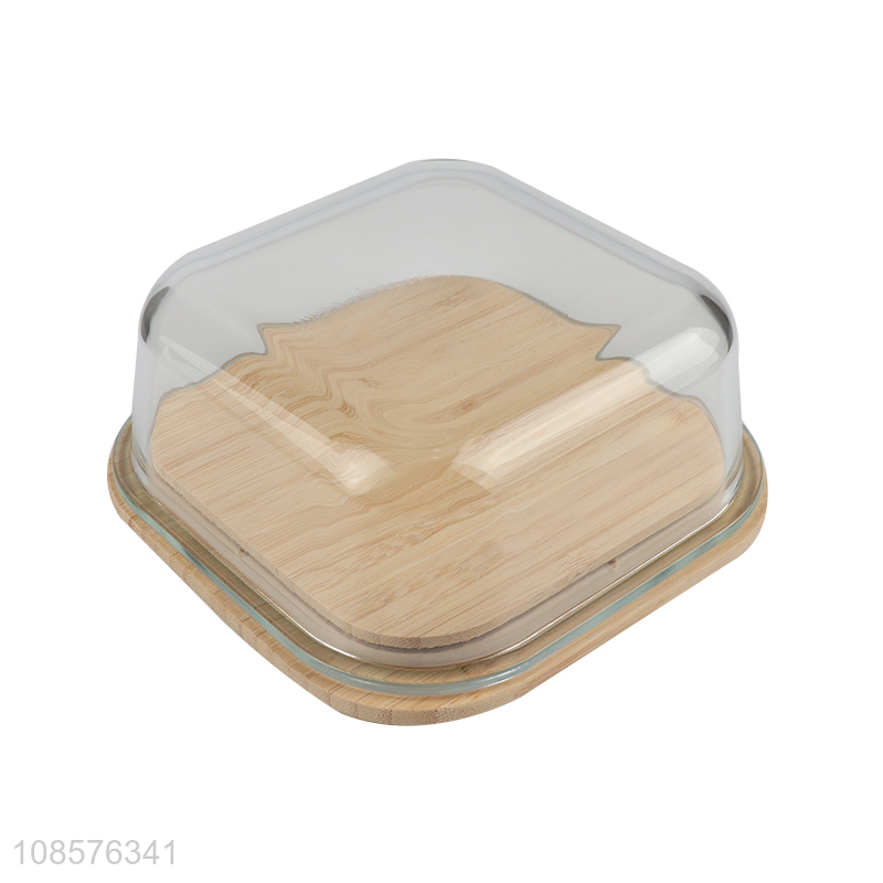 Best selling 3ps bamboo lid glass preservation box food crispers
