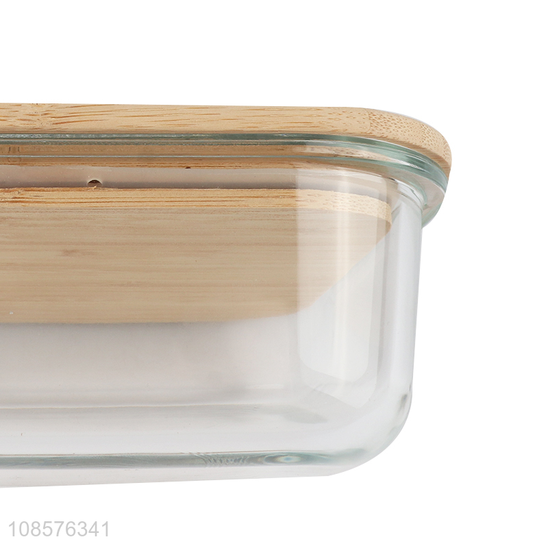 Best selling 3ps bamboo lid glass preservation box food crispers