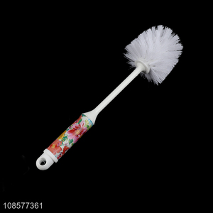 Wholesale durable toilet brush with floral print long handle