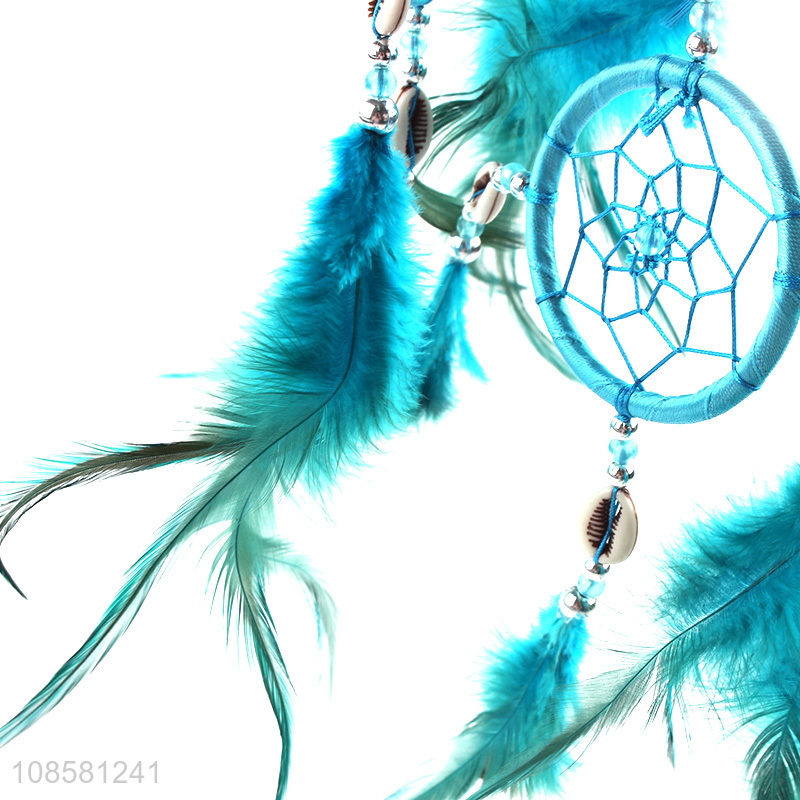 Most popular blue feather dream catcher for bedroom decoration